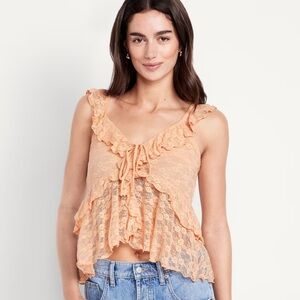 Old Navy Orange Sleeveless Ruffled Blouse